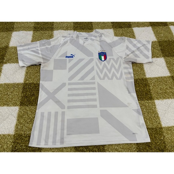 Puma Other - Puma Italy FIGC Soccer Jersey Mens XL White Grey Geometric DryCell Training Top
